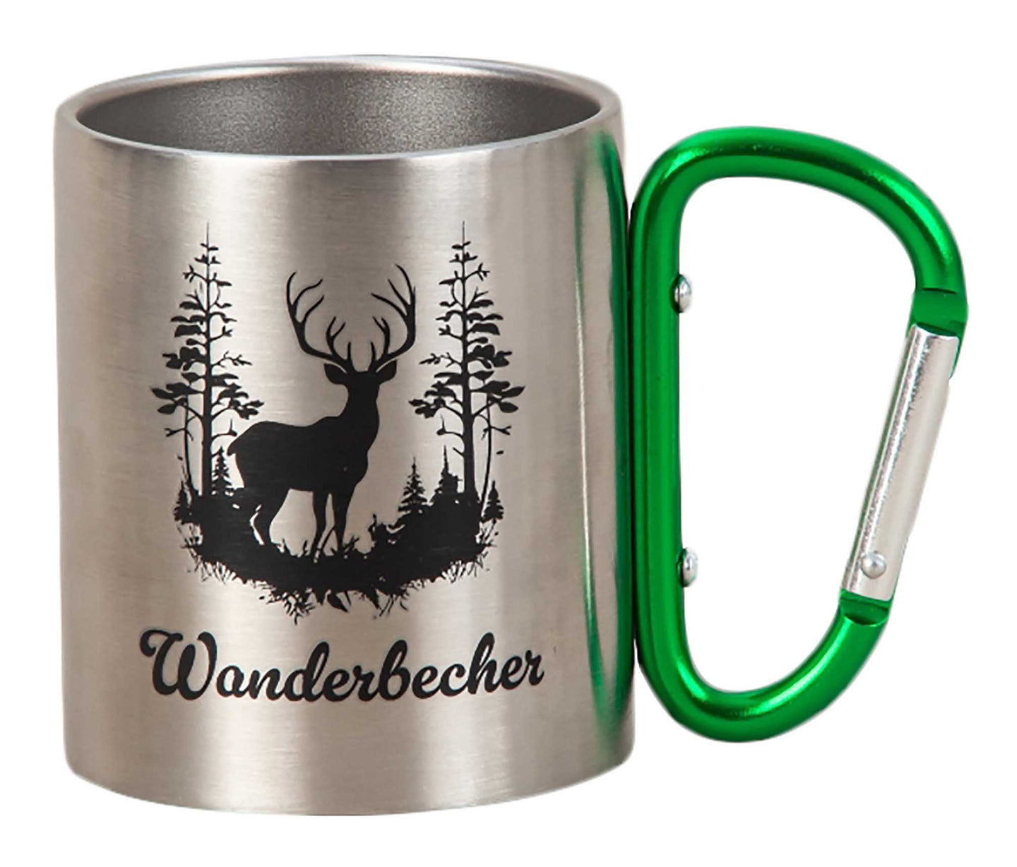 KAMACA Edelstahl Thermobecher Camping Tasse 200 ml mit Karabiner-Henkel Metall-Becher für  Camping & Outdoor Wandern Trekking Campen Silber (Wander - Becher)