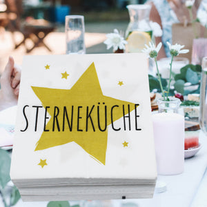 KAMACA 80 Servietten Papierservietten mit Spruch „Sterneküche" stillvolle Tischdeko Feier Fest Weihnachten