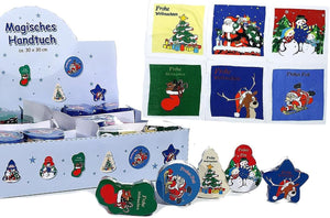 6 er Set Magische Handtücher SANTA & FRIENDS Weihnachten Adventskalender Mitgebsel Mitbringsel