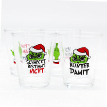 Laden Sie das Bild in den Galerie-Viewer, KAMACA 8x Lustige Schnapspinnchen aus Glas Schnapsgläser Shotgläser Pinnchen-Glas mit Spruch  wie &quot;Halt&#39;s Maul und trink&quot;  Winter Weihnachten (8er Set Schnaps Pinnchen Festtags Muffel 4cl)
