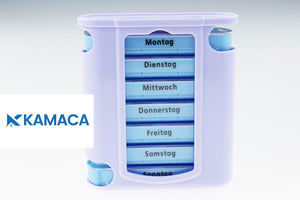 KAMACA 2 er Pack ( = 2 Stück ) praktischer Medikamentendosierer 14 Tage mit 4 Fächern pro Tag, Pillendose,Pillenbox, Tablettenbox, Wochendosierer (2er Set - 2 Wochen)