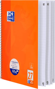 5er Set OXFORD Schule Collegeblock A4 27 orange (220 x 295 mm), 80 Blatt, liniert Doppelrand, 90 g/m², 4fach gelocht