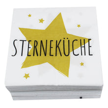 Laden Sie das Bild in den Galerie-Viewer, KAMACA 80 Servietten Papierservietten mit Spruch „Sterneküche&quot; stillvolle Tischdeko Feier Fest Weihnachten
