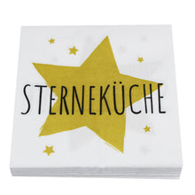 Laden Sie das Bild in den Galerie-Viewer, KAMACA 80 Servietten Papierservietten mit Spruch „Sterneküche&quot; stillvolle Tischdeko Feier Fest Weihnachten
