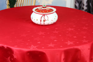 Lotus Effekt Tischdecke MAGIC STARS 160 cm rund in rot mit Sternen Motiv FLECKSCHUTZ Winter Weihnachten