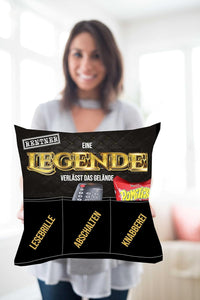 Dekokissen RENTNER Kissen mit 3 Taschen zum selber Befüllen Größe 43x43 cm tolles Geschenk für einen lieben Menschen Ruhestand