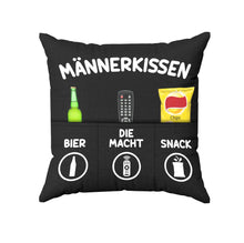 Laden Sie das Bild in den Galerie-Viewer, Originelles Dekokissen MÄNNERKISSEN  Kissen mit 3 Taschen zum selber Befüllen Größe 43x43 cm tolles Geschenk für ein gelungenen Sofaabend
