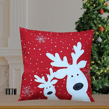 Laden Sie das Bild in den Galerie-Viewer, Kissenbezug 40x40 cm rot LUSTIGE ELCHE mit neugierigen Elchen und Schneeflocken filigrane Stickerei EYECATCHER Winter Weihnachten
