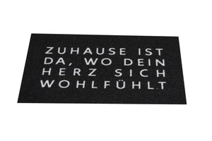 KAMACA Fußmatte Schmutzfangmatte mit Spruch Zuhause ist da, wo dein Herz sich wohlfühlt 40x60 cm rutschfest originelle Begrüßung an der Wohnungstür (Türmatte Herz 40x60)