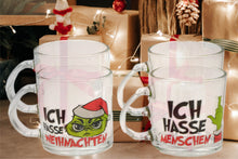 Laden Sie das Bild in den Galerie-Viewer, KAMACA 4er Set Trinkgläser mit Henkel Glaskrug 350 ml mit Spruch Sarkasmus witzig tolles Geschenk lieben Menschen Winter Weihnachten (4er Set Trinkglas Festtags - Muffel)
