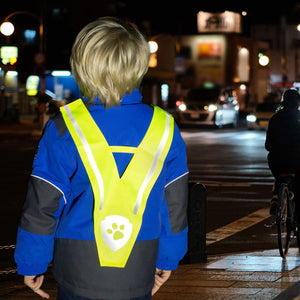 PAW PATROL Warnweste für Kinder in Dreiecksform mit angesagtem Motiv, Sicherheitskragen in neon-gelb mit Reflektoren zur besseren Sichtbarkeit im Straßenverkehr