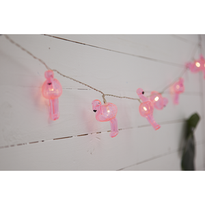 LED Party Lichterkette mit 10 Flamingos und 10 LED batteriebetrieben inklusive TIMER