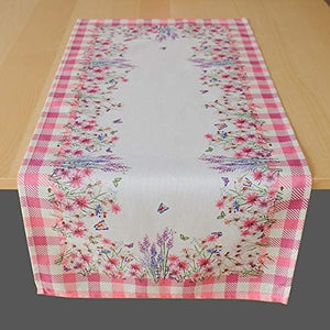 Tischläufer BLUMENWIESE 40x140 cm Tischdecke Frühling Sommer Bunt Blumen Waschbar Küche Esstisch Dekor waschbare Tisch Dekoration