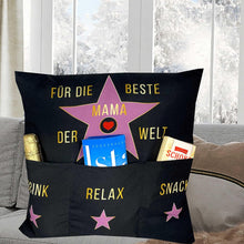 Laden Sie das Bild in den Galerie-Viewer, Dekokissen BESTE MAMA DER WELT Kissen mit 3 Taschen zum selber Befüllen Größe 43x43 cm tolles Geschenk Geburtstag Muttertag
