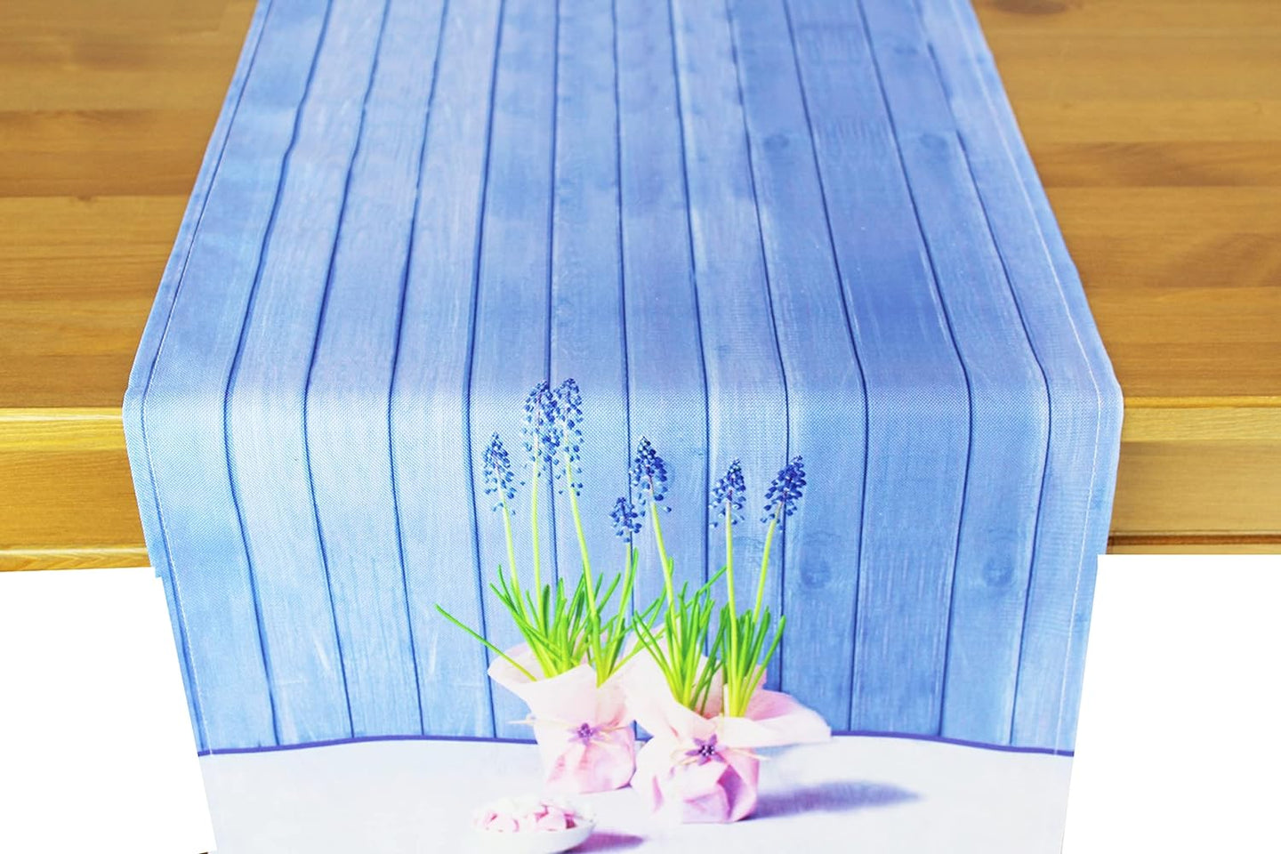 Tischläufer HYAZINTHEN 40x160 cm mit Fleckschutz Frühling Sommer Blumen Bunt Waschbar Lotus Effekt Küche Esstisch Tisch Dekoration