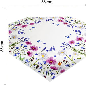 Tischdecke Mitteldecke BLUMENWIESE 85x85 cm Blumen Dekor Bunt Waschbar Küche Esstisch Tisch Dekoration Frühling Sommer