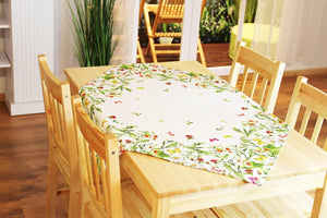 Tischdecke 85x85 WIESENBLUMEN hochwertiges Druck-Motiv mit Blumen Frühling