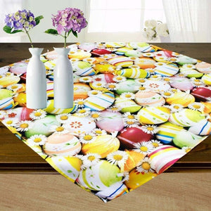 Tischdecke Mitteldecke OSTEREIER Frühling Ostern 85x85 cm Ostereier Bunt Waschbar Küche Esstisch Tisch Dekoration