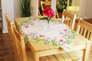 Tischdecke TULPENPRACHT 85x85 cm Tischdecke Frühling Sommer Bunt Blumen Waschbar Küche Esstisch Dekor waschbare Tisch Dekoration
