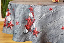 Laden Sie das Bild in den Galerie-Viewer, Tischdecke 160 cm rund RED STARS hochwertiges Druck-Motiv mit weihnachtlichen Motiven mit LOTUS EFFEKT FLECKSCHUTZ ein Schmuckstück zu Winter Advent Weihnachten
