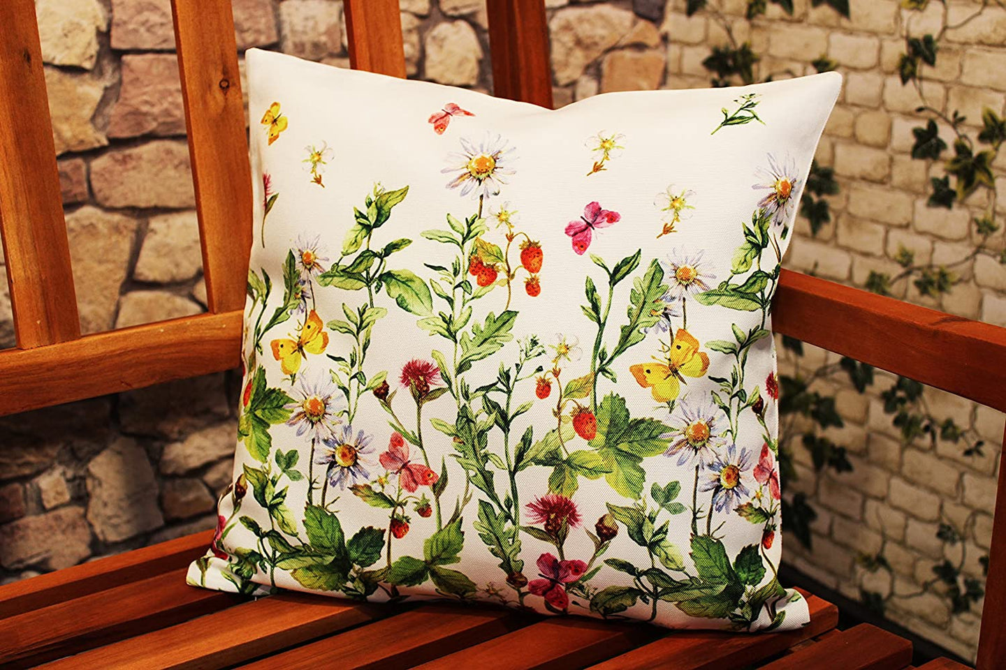 Kissenhülle Kissenbezug 40x40 WIESENBLUMEN Druck-Motiv mit Blumen Frühling Sommer