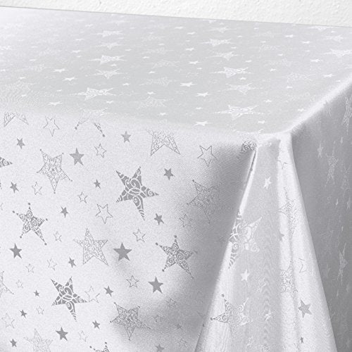 Lotus Effekt Tischdecke MAGIC STARS 150x250 cm in weiss mit Sternen Motiv FLECKSCHUTZ Winter Weihnachten