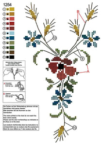 Stickpackung BLÜTENTEPPICH mit MOHN - und KORN - BLUMEN Kreuzstich vorgezeichnet aus 100 % Baumwolle Tischläufer 40x100 cm Stickset mit Stickvorlage