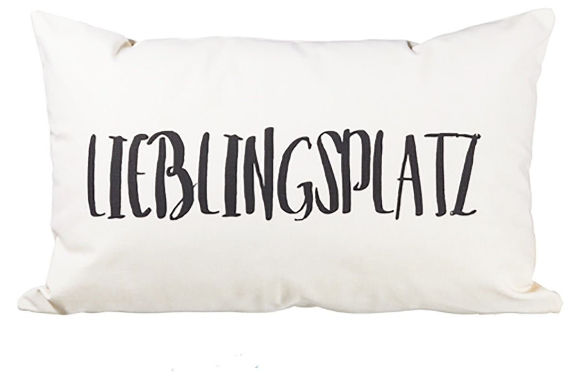 LIEBLINGSPLATZ KISSEN in CREME 30 cm x 50 cm Flauschig gefülltes Kissen mit Reißverschluss Bezug aus 100 % Baumwolle ein Hingucker und wertiges Geschenk