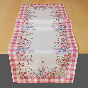 Tischläufer BLUMENWIESE 40x140 cm Tischdecke Frühling Sommer Bunt Blumen Waschbar Küche Esstisch Dekor waschbare Tisch Dekoration
