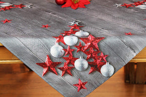 Tischdecke 80x80 cm RED STARS hochwertiges Druck-Motiv mit weihnachtlichen Motiven mit LOTUS EFFEKT FLECKSCHUTZ ein Schmuckstück zu Winter Advent Weihnachten