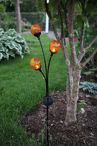 XL LED SOLAR Gartenstab Wegeleuchte Gartenleuchte Pathlight 3 Amber LED mit SOLARPANEL und Erdspieß