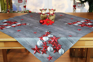 Tischdecke 80x80 cm RED STARS hochwertiges Druck-Motiv mit weihnachtlichen Motiven mit LOTUS EFFEKT FLECKSCHUTZ ein Schmuckstück zu Winter Advent Weihnachten