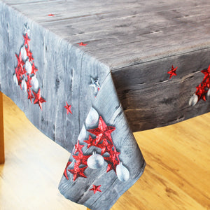 Tischdecke 130x160 cm RED STARS hochwertiges Druck-Motiv mit weihnachtlichen Motiven mit LOTUS EFFEKT FLECKSCHUTZ ein Schmuckstück zu Winter Advent Weihnachten