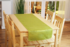 Tischläufer BLÜTEN Meer in lindgrün grün 40x140 cm Markenqualität mit Lotus Effekt FLECKSCHUTZ