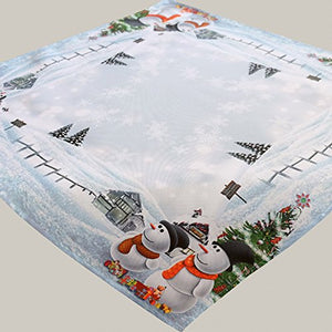 Tischdecke Mitteldecke 85x85 cm FROSTY SNOWMAN mit lustigen Schneemännern EYECATCHER in Winter Weihnachten