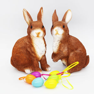 2er Set XL Hase Osterhase aus Polyresin Frühling Deko Ostern Osterdeko Osterfigur Frühling Frühlingsdeko Wohnzimmer Garten Balkon Dekohase innen außen