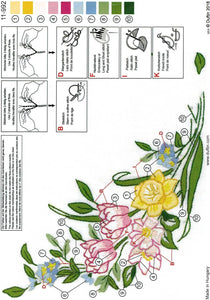 Stickpackung Frühlingsblumen Tischdecke 80x80 cm Plattstich Stielstich Nadelmalerei vorgezeichnet Baumwolle komplettes Stickset mit Stickvorlage