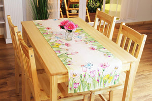 Tischläufer TULPENPRACHT 40x90 cm Tischdecke Frühling Sommer Bunt Blumen Waschbar Küche Esstisch Dekor waschbare Tisch Dekoration