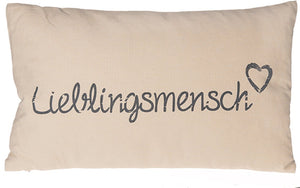 LIEBLINGSMENSCH Kissen CREME 30x50 cm Flauschig gefülltes Kissen mit Reißverschluss Bezug aus 100% Baumwolle ein Hingucker und wertiges Geschenk