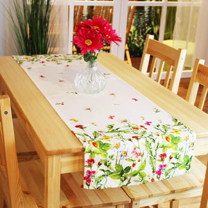 Tischläufer 40x140 WIESENBLUMEN hochwertiges Druck-Motiv mit Blumen Frühling Sommer