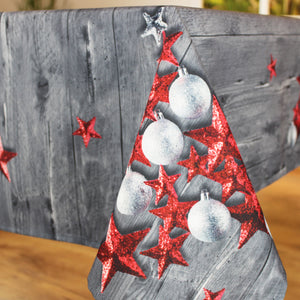 Tischdecke 130x160 cm RED STARS hochwertiges Druck-Motiv mit weihnachtlichen Motiven mit LOTUS EFFEKT FLECKSCHUTZ ein Schmuckstück zu Winter Advent Weihnachten