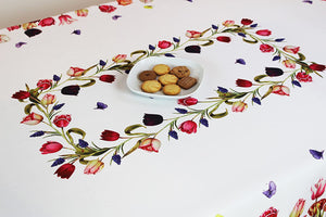 Tischdecke 130x170 cm TULPEN UND SCHMETTERLINGE Druck-Motiv mit Blumen Frühling Sommer