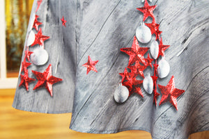 Tischdecke 160 cm rund RED STARS hochwertiges Druck-Motiv mit weihnachtlichen Motiven mit LOTUS EFFEKT FLECKSCHUTZ ein Schmuckstück zu Winter Advent Weihnachten