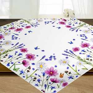 Tischdecke Mitteldecke BLUMENWIESE 85x85 cm Blumen Dekor Bunt Waschbar Küche Esstisch Tisch Dekoration Frühling Sommer