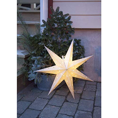 Großer leuchtender LED Stern OUTDOOR LED Außenstern WEISS 60 cm Durchmesser BRIGHT SHINING STAR mit 12 warm white LED mit TIMER Advent Winter Weihnachten