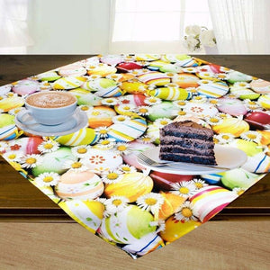 Tischdecke Mitteldecke OSTEREIER Frühling Ostern 85x85 cm Ostereier Bunt Waschbar Küche Esstisch Tisch Dekoration