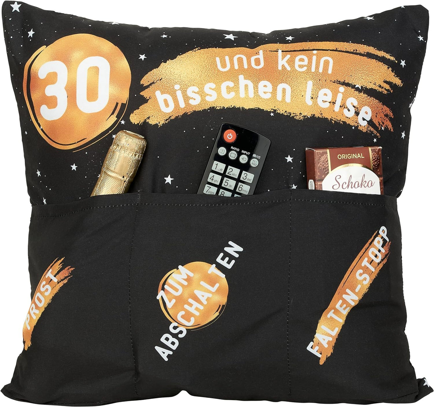 Dekokissen 30. GEBURTSTAG Kissen mit 3 Taschen zum selber Befüllen Größe 43x43 cm tolles Geschenk zum Geburtstag