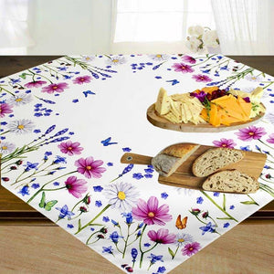 Tischdecke Mitteldecke BLUMENWIESE 85x85 cm Blumen Dekor Bunt Waschbar Küche Esstisch Tisch Dekoration Frühling Sommer