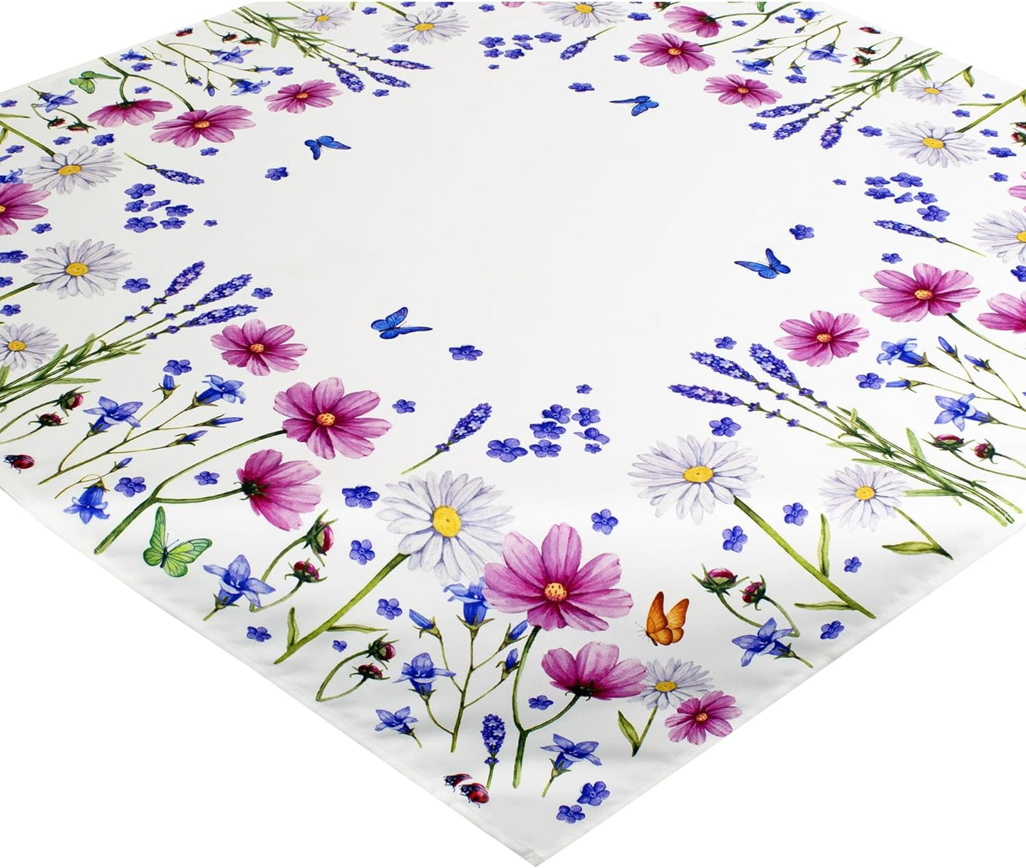 Tischdecke Mitteldecke BLUMENWIESE 85x85 cm Blumen Dekor Bunt Waschbar Küche Esstisch Tisch Dekoration Frühling Sommer