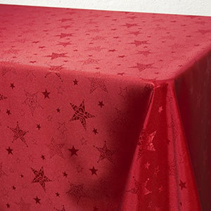 Lotus Effekt Tischdecke MAGIC STARS 130x160 cm in rot mit Sternen Motiv FLECKSCHUTZ Winter Weihnachten